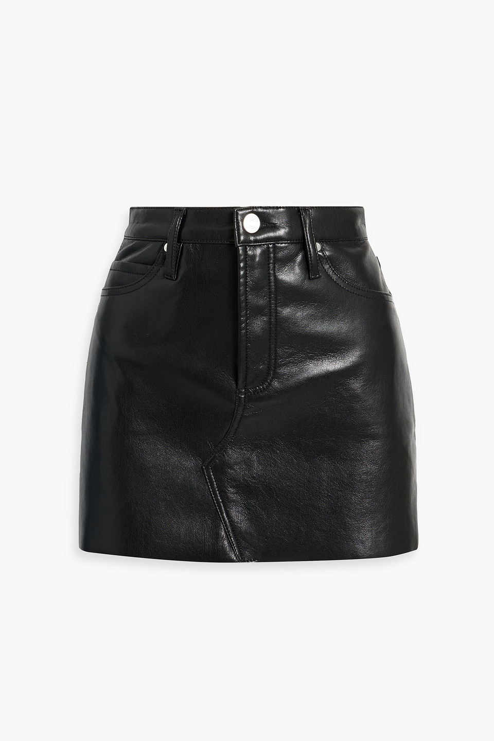 Frame Recycled Leather Le High 'n' Tight Skirt Noir In Black