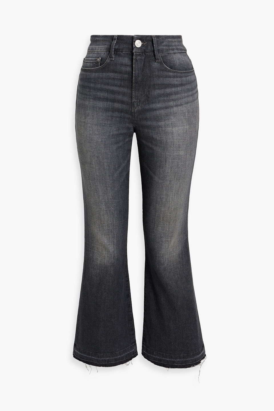 Frame Le High Flare Cropped High-rise Jeans In Black