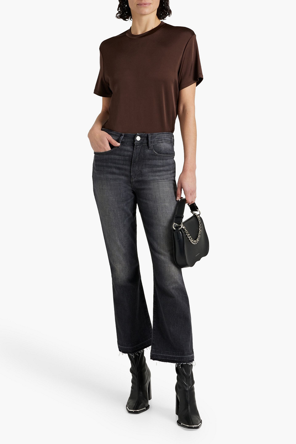 FRAME LE HIGH FLARE CROPPED HIGH-RISE FLARED JEANS 3074457345637629187
