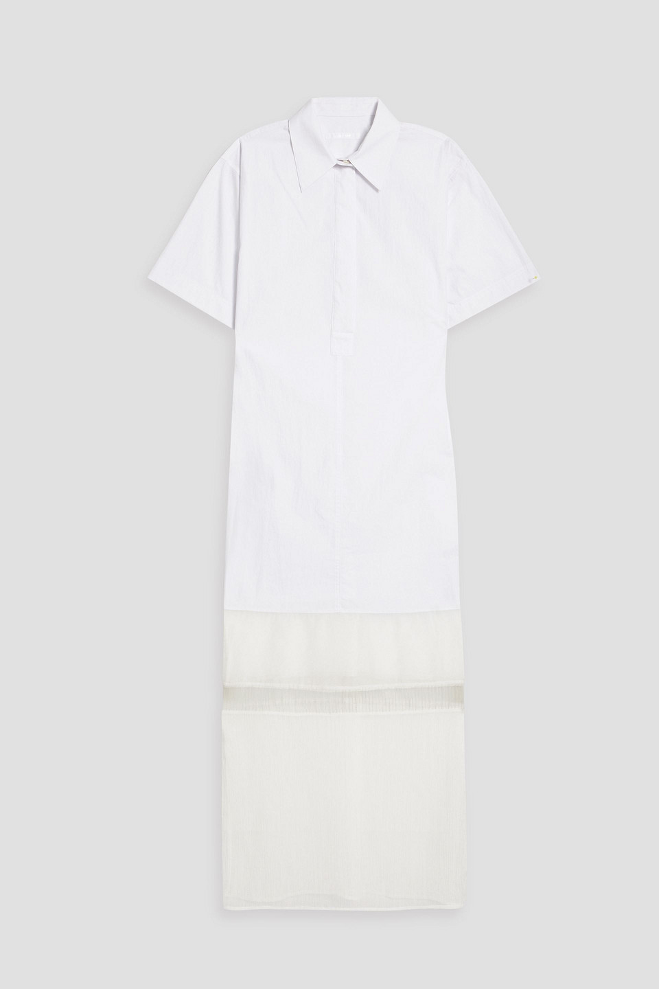 HELMUT LANG COTTON-BLEND POPLIN, CHIFFON AND CREPON MIDI SHIRT DRESS,3074457345637629158