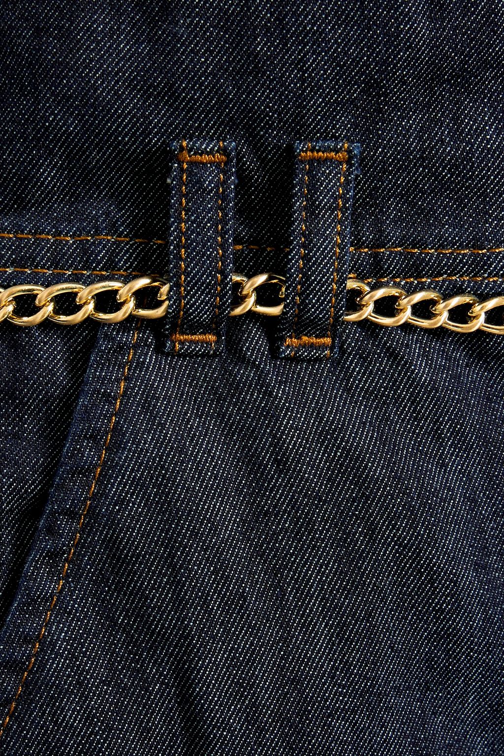 FRAME Chain-embellished high-rise wide-leg jeans