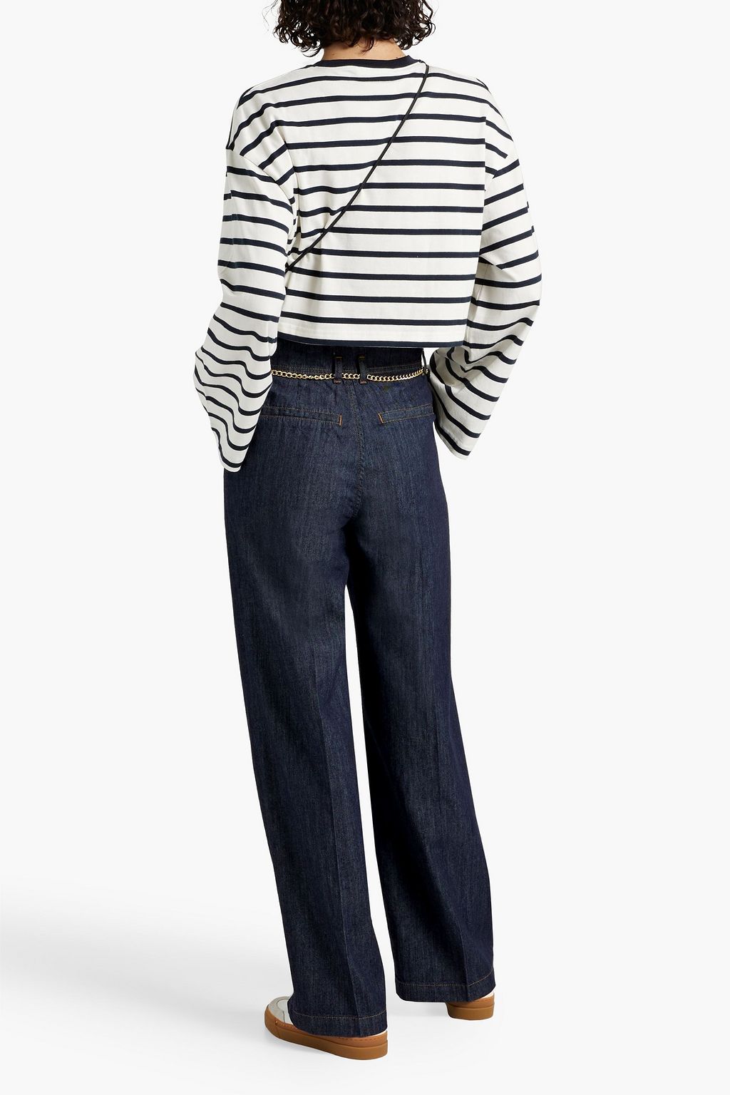 FRAME Chain-embellished high-rise wide-leg jeans