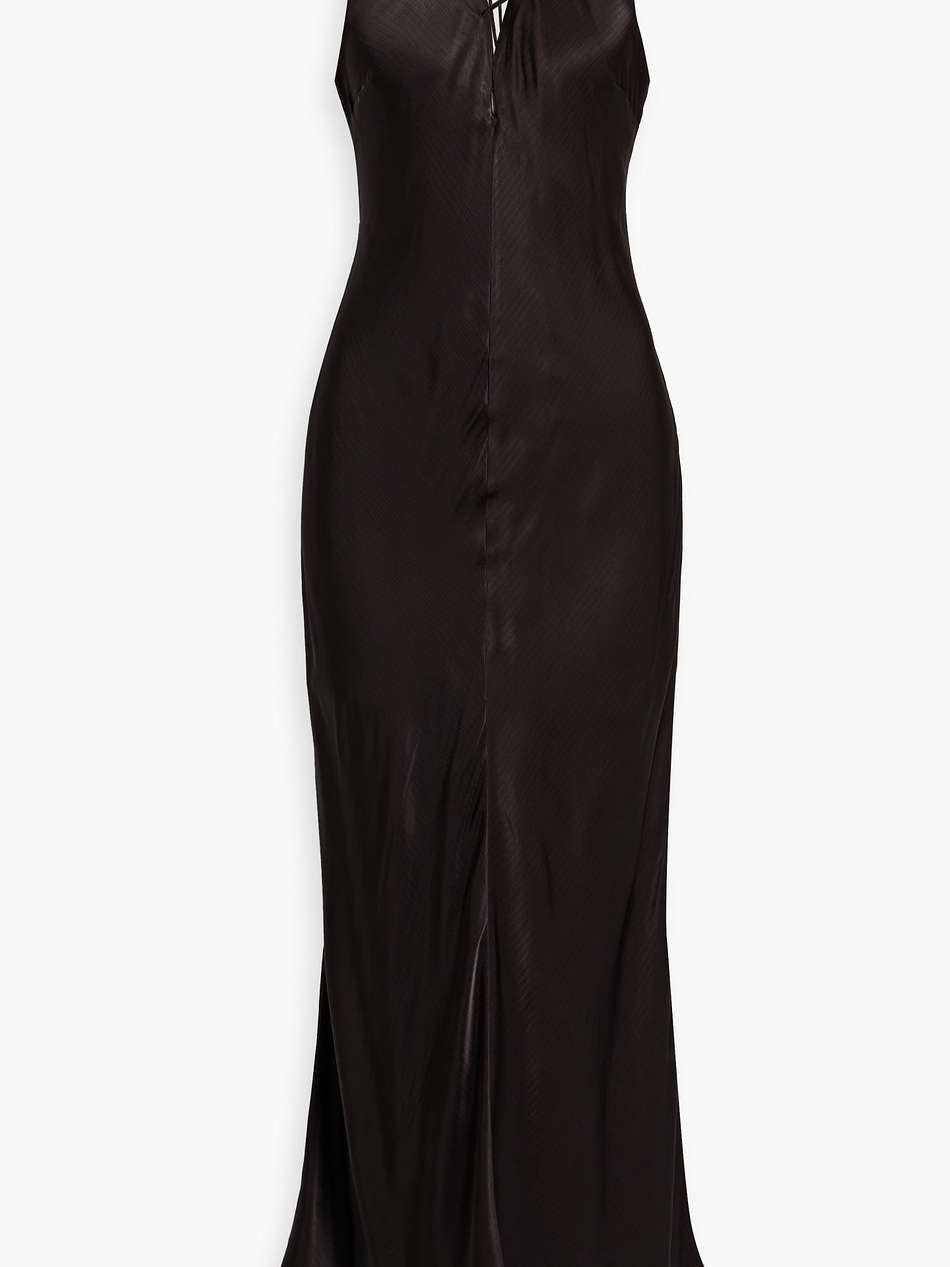 lace-up satin-jacquard maxi dress