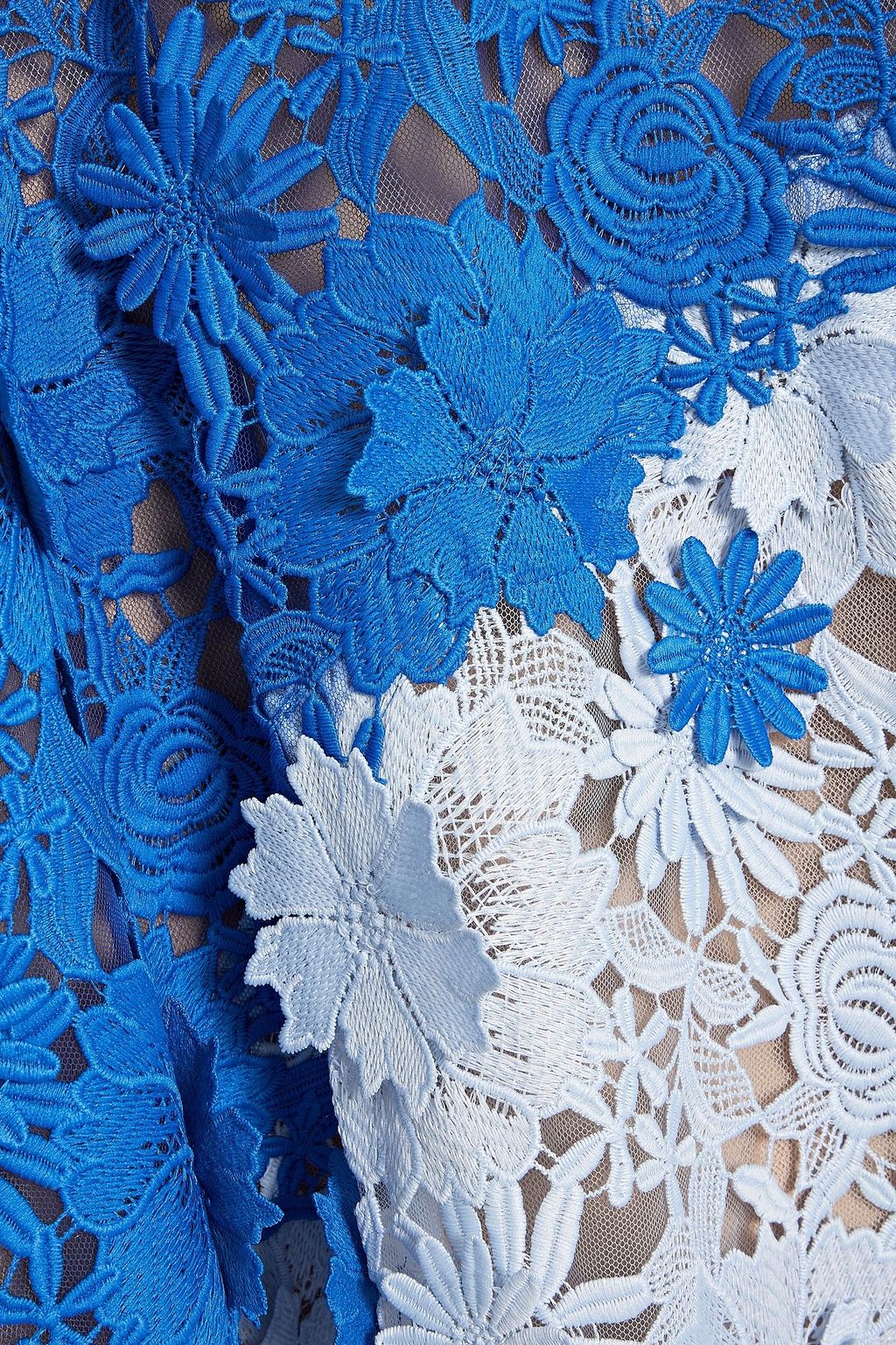 MARCHESA NOTTE Two-tone guipure lace midi dress