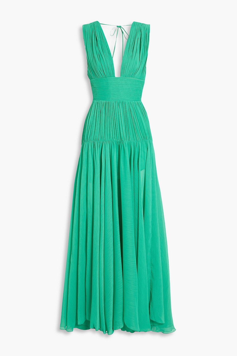 Maria Lucia Hohan Mimi Blarney Gathered Pintucked Georgette Gown In Jade