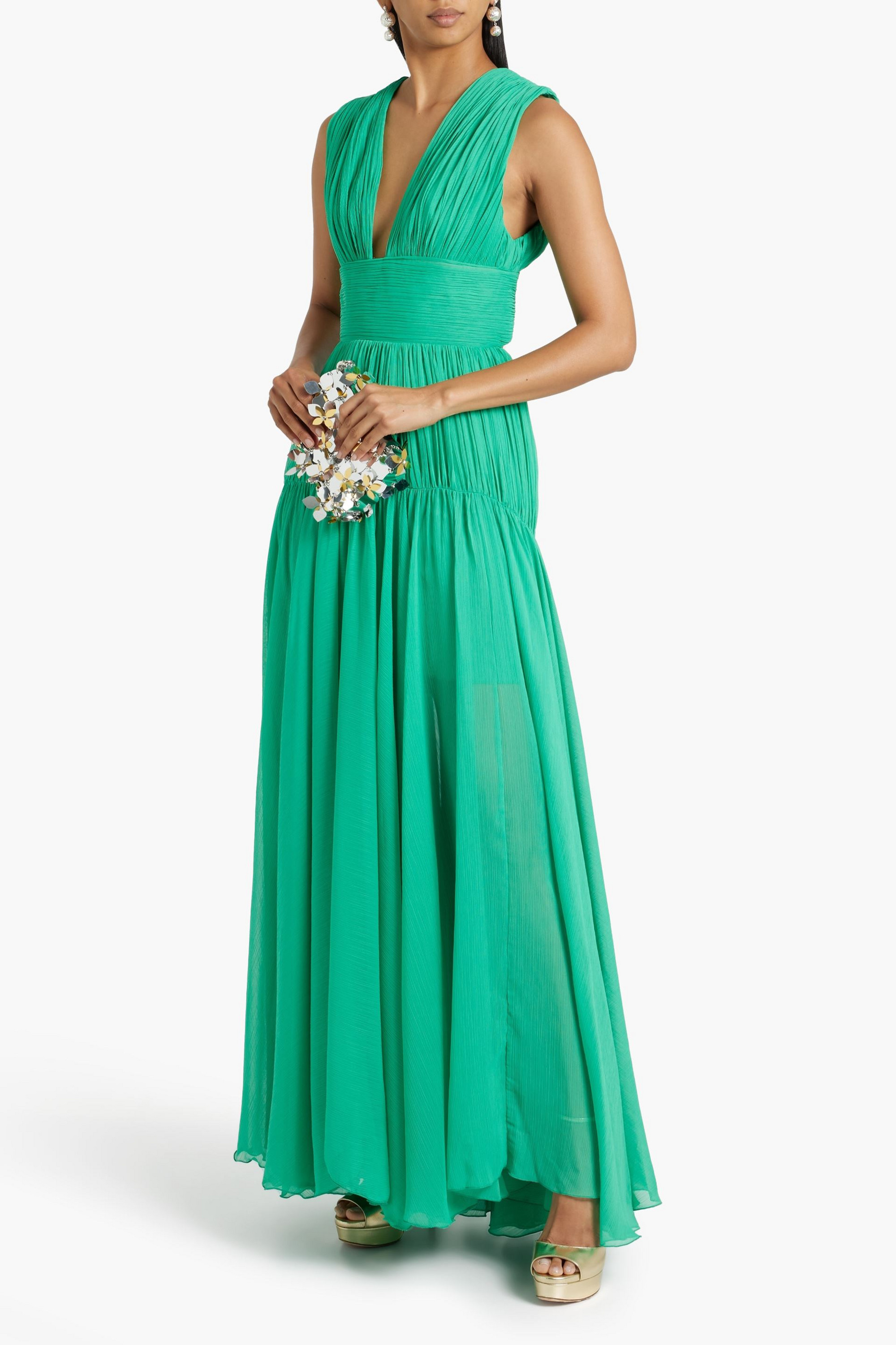 Maria Lucia Hohan Mimi pintucked georgette gown