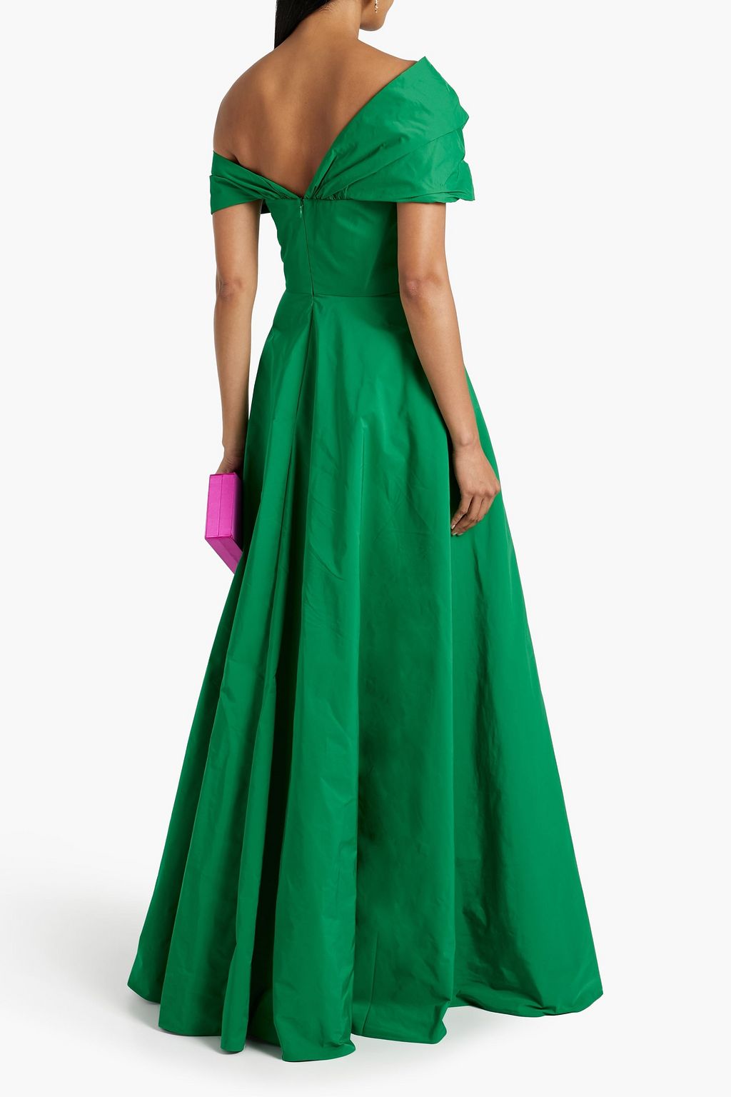 MARCHESA NOTTE One-shoulder twisted taffeta gown