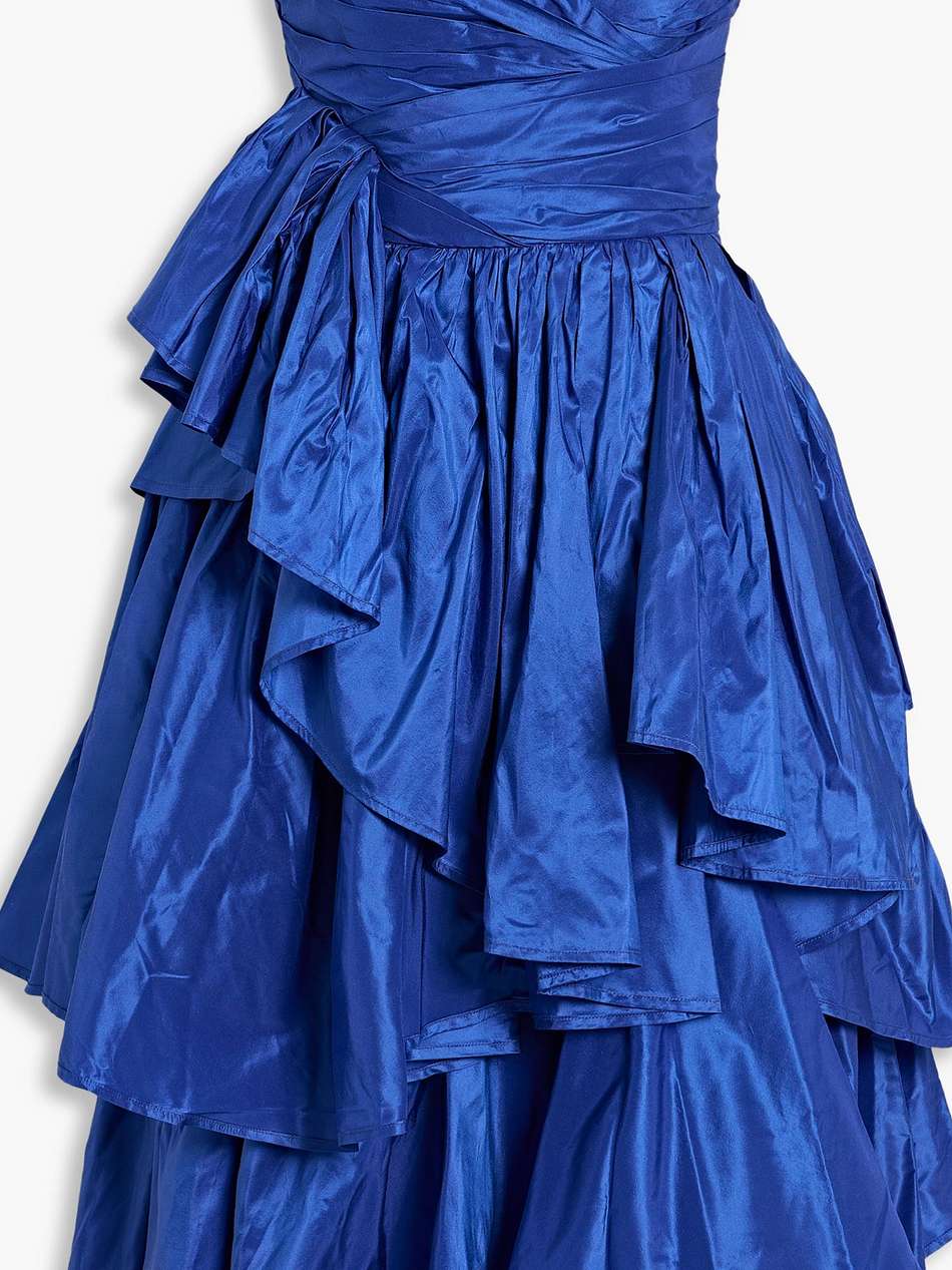 strapless tiered silk-taffeta dress