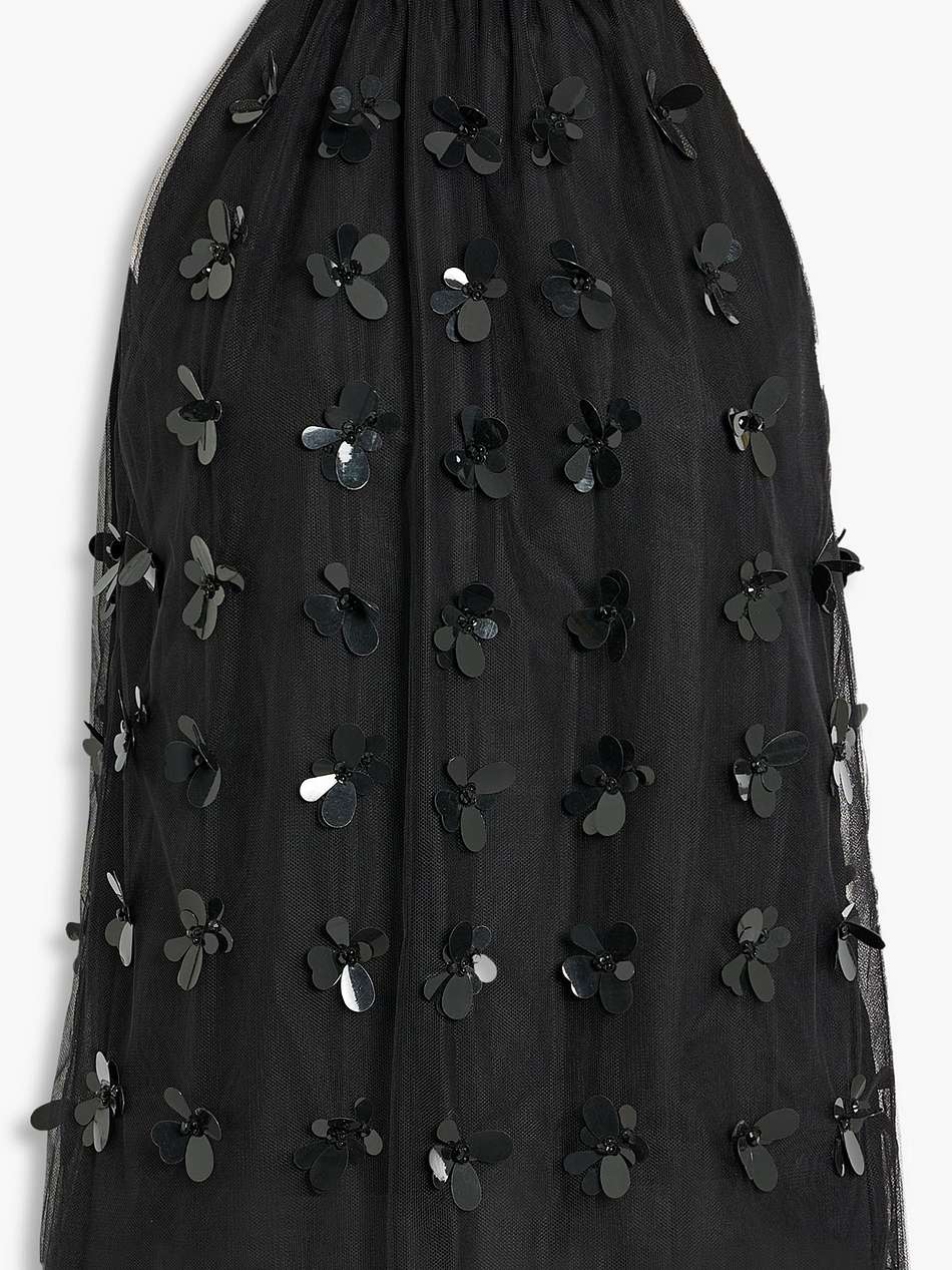 embellished silk-taffeta and tulle top