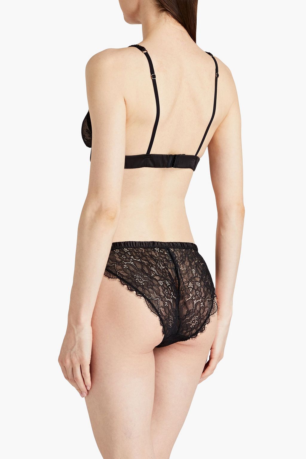 LOVE STORIES Satin-trimmed guipure lace low-rise briefs