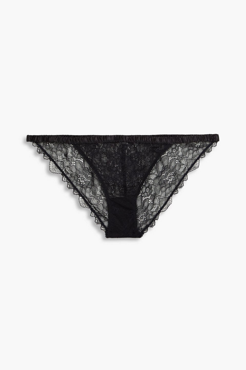 Satin-trimmed guipure lace low-rise briefs