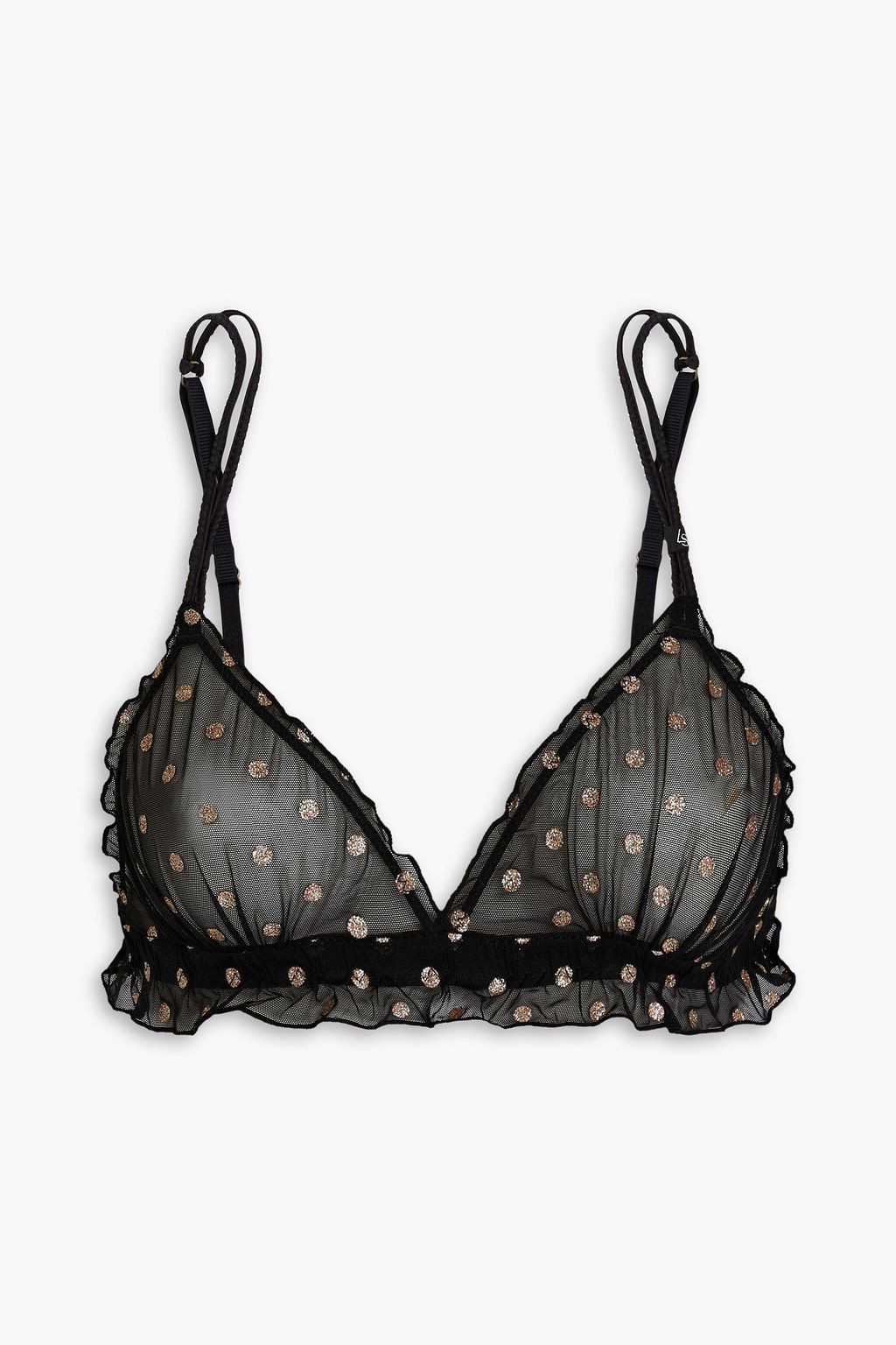 LOVE STORIES Glittered polka-dot stretch-mesh triangle bra