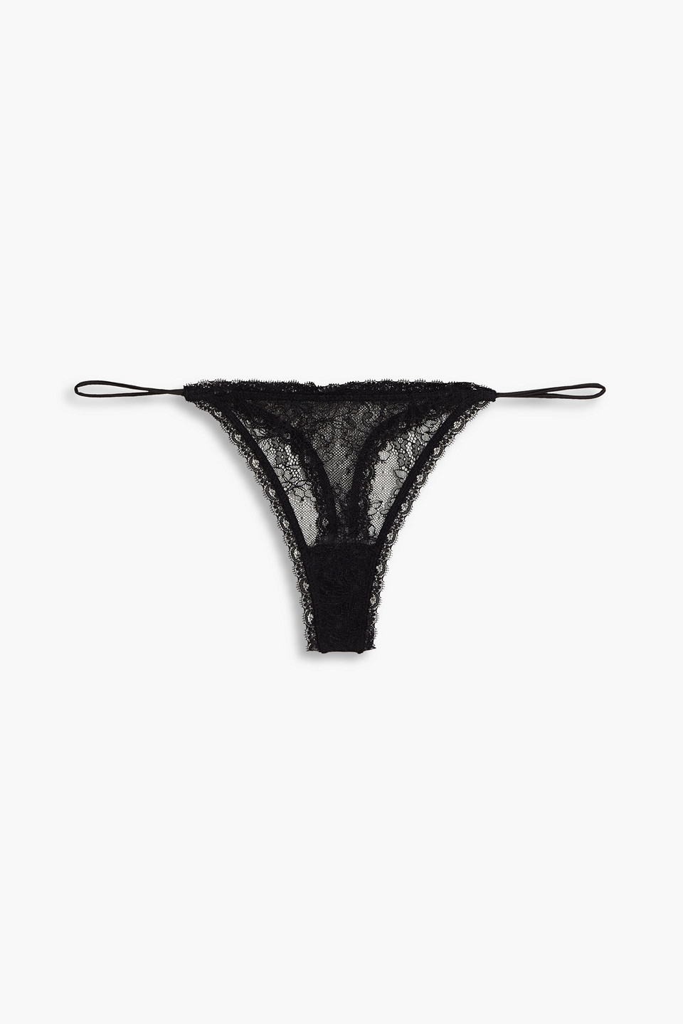 love stories - roomie corded lace low-rise thong - black - 4
