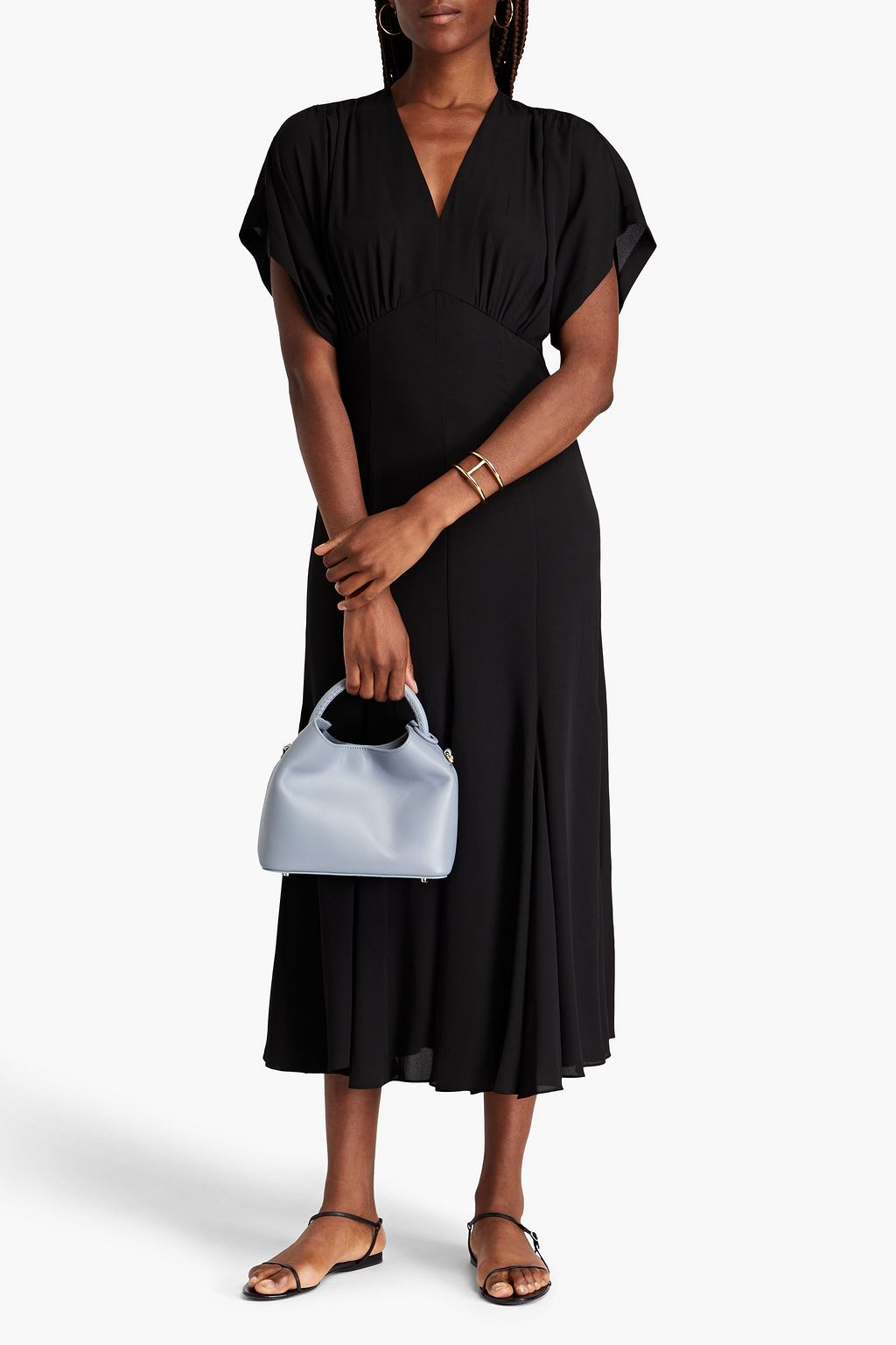 THEORY Midikleid aus Crêpe mit Raffung