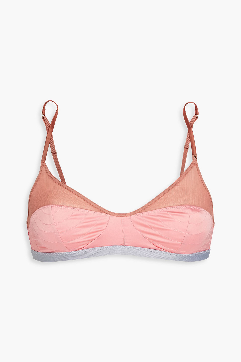 Love Stories Celia Crepon-paneled Satin Bra In Grey