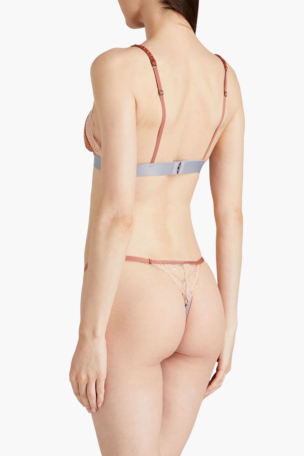 LOVE STORIES Roomservice satin and corded lace low-rise thong