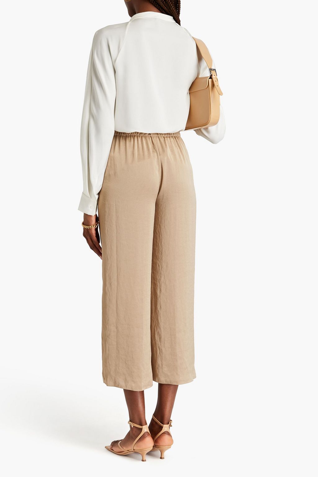 THEORY Cropped crinkled satin culottes