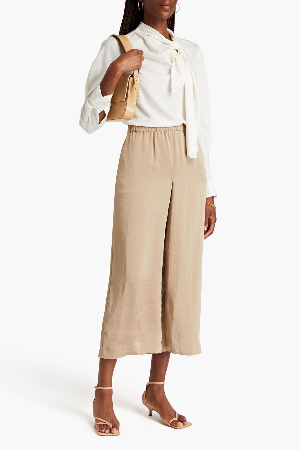 THEORY Cropped crinkled satin culottes