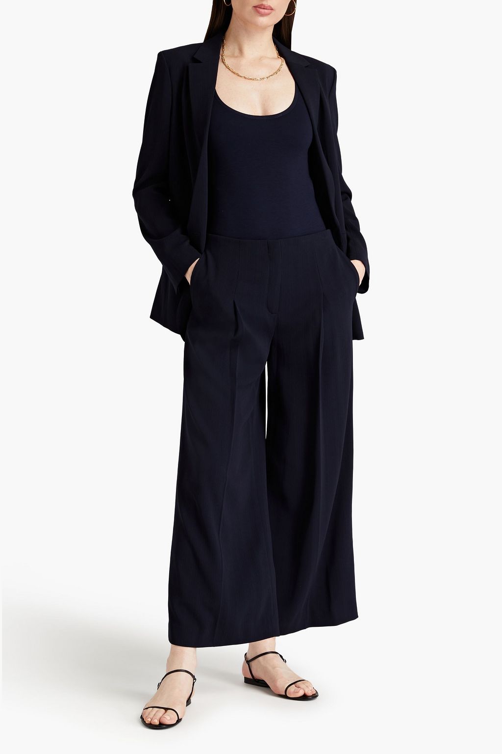 THEORY Cropped crinkled satin culottes