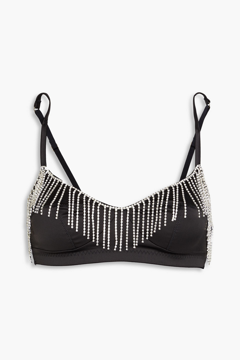 Love Stories Celia Crystal-embellished Satin Bra In Grey