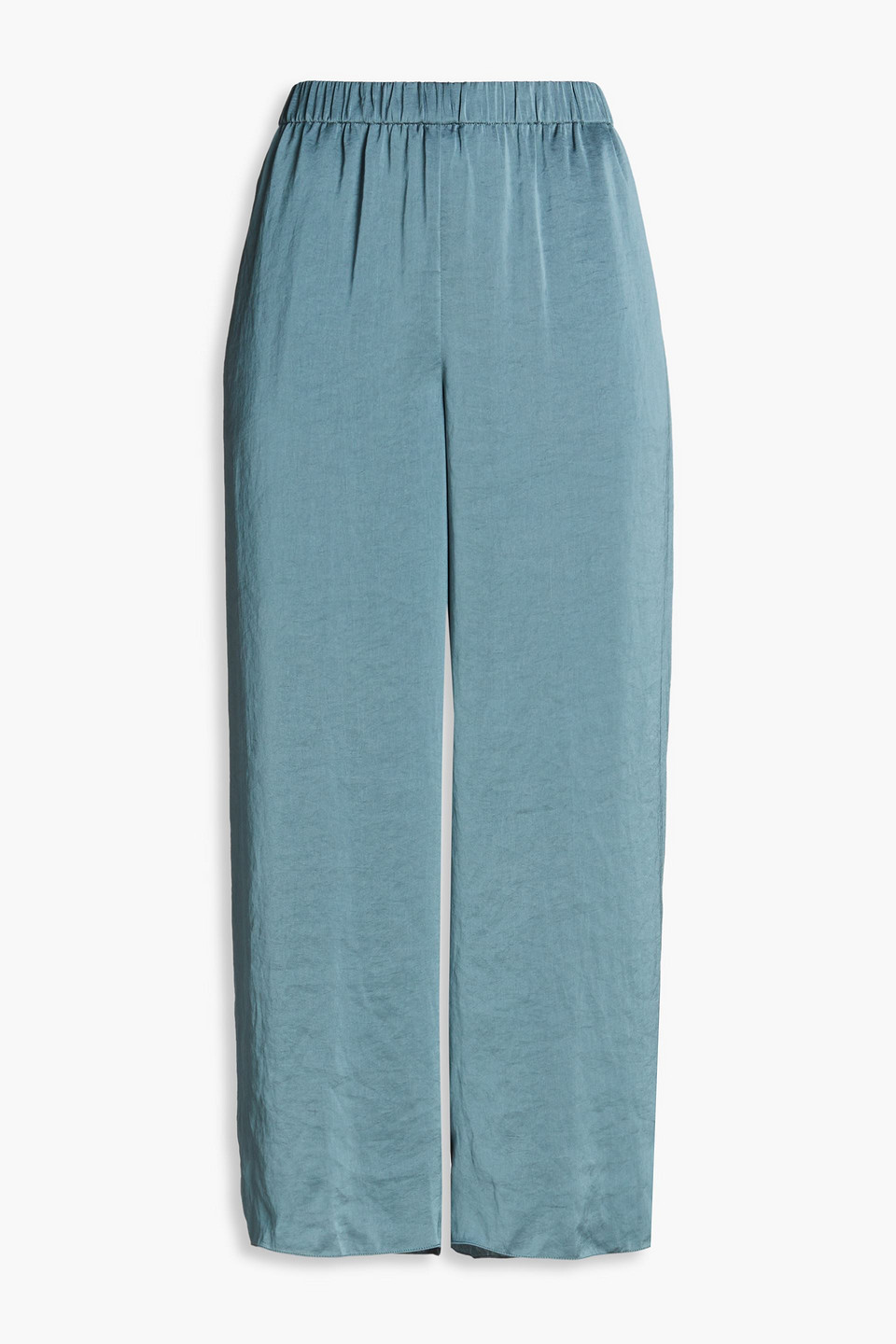 Theory Cropped Crinkled Satin Culottes In Blue