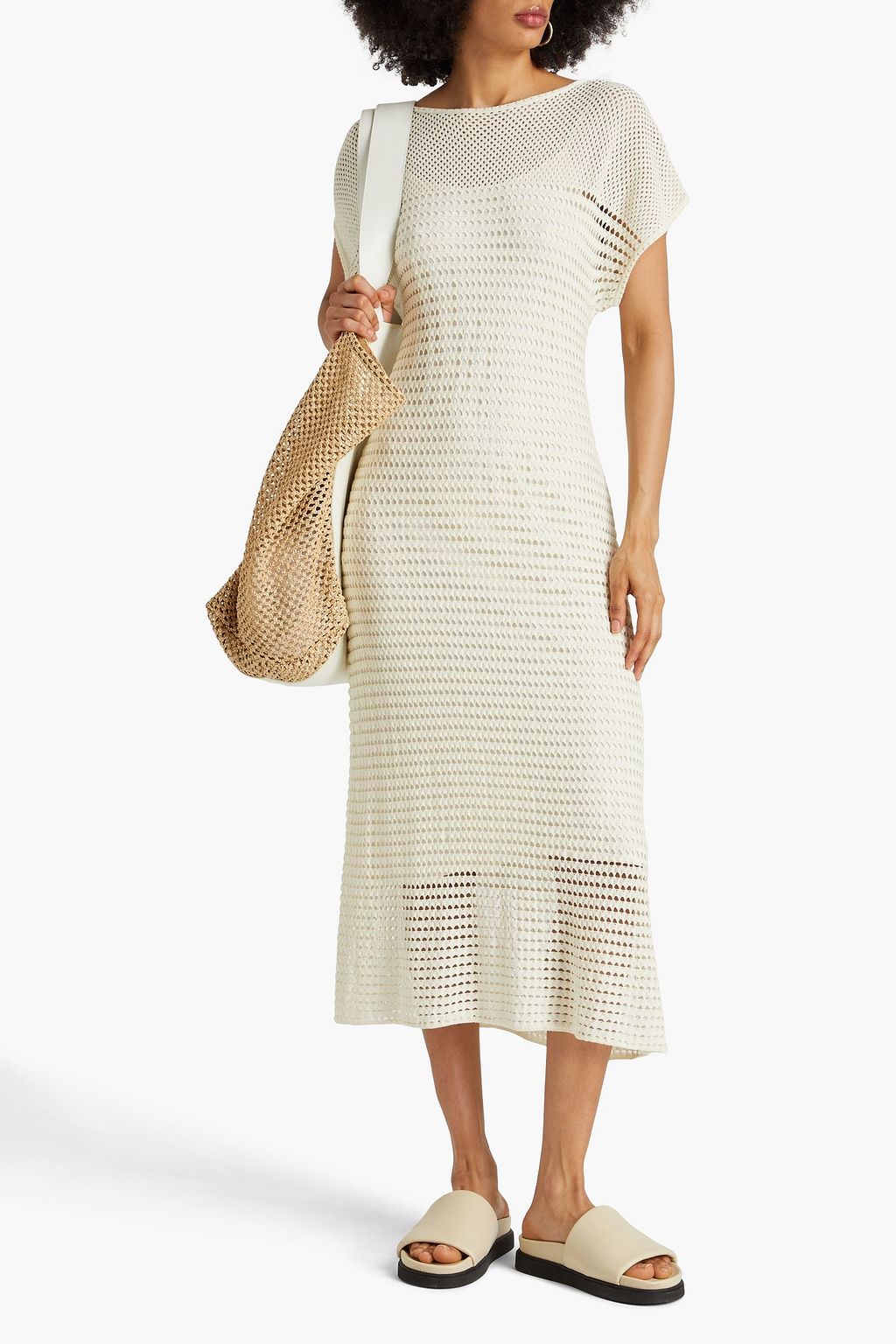 THEORY Openknit cottonblend midi dress THE