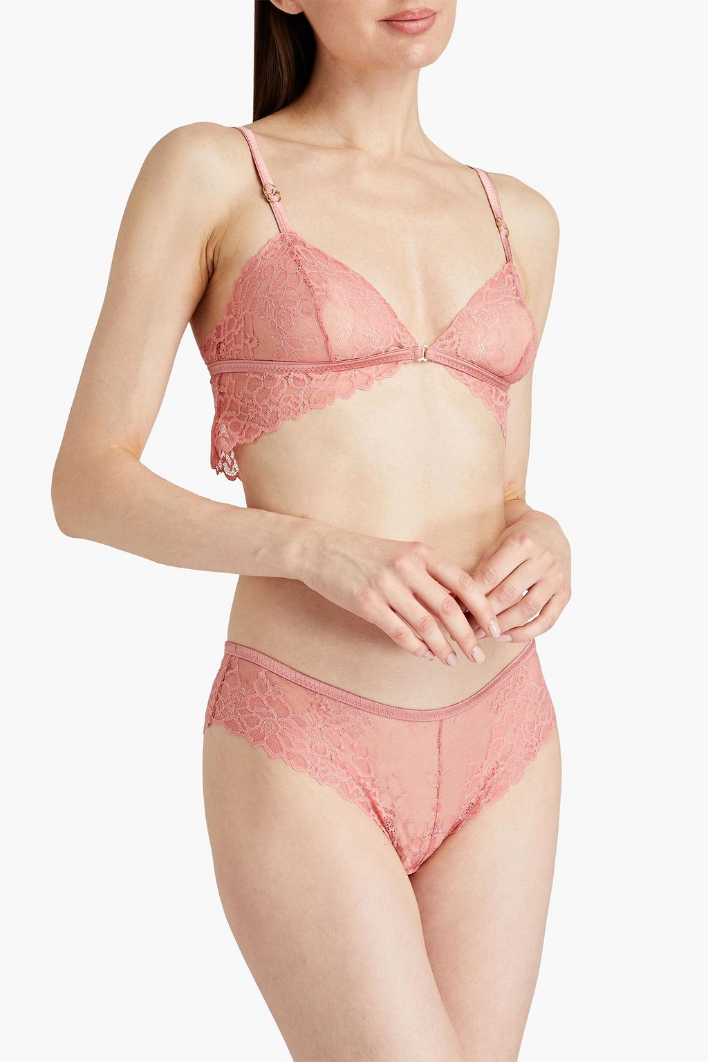 STELLA MCCARTNEY Scalloped metallic lace mid-rise briefs