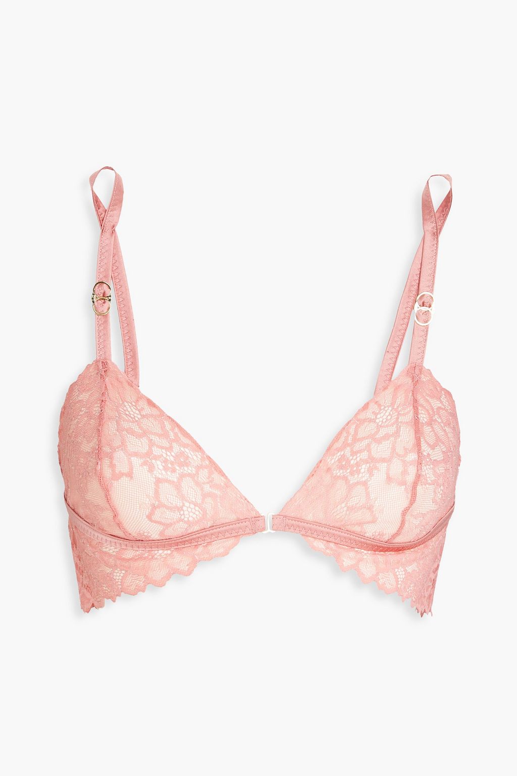 STELLA MCCARTNEY Satin trimmed metallic lace bralette THE OUTNET
