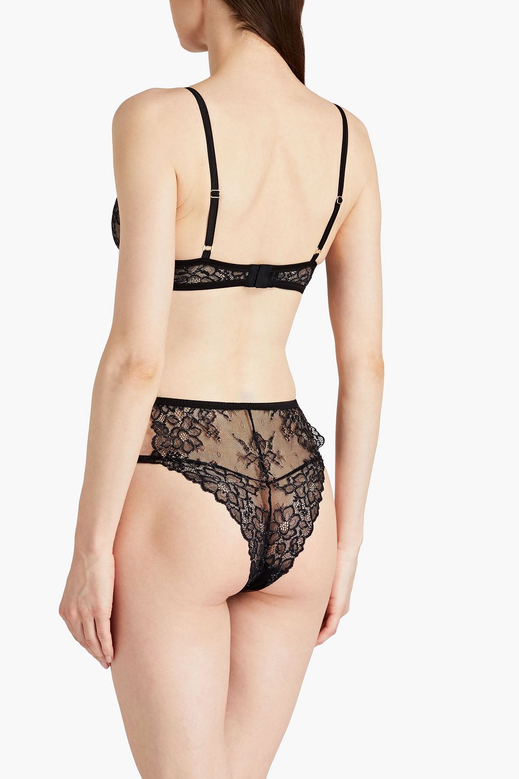 STELLA MCCARTNEY Satin-trimmed metallic lace high-rise briefs