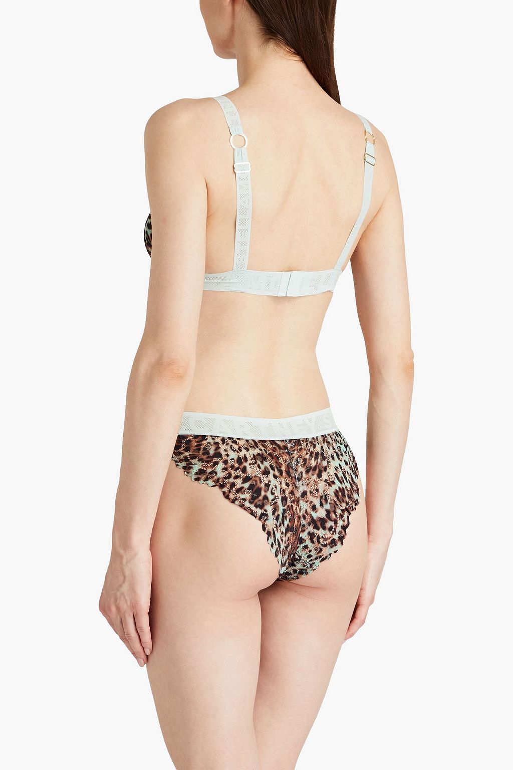 STELLA MCCARTNEY Scalloped printed stretch-lace mid-rise briefs