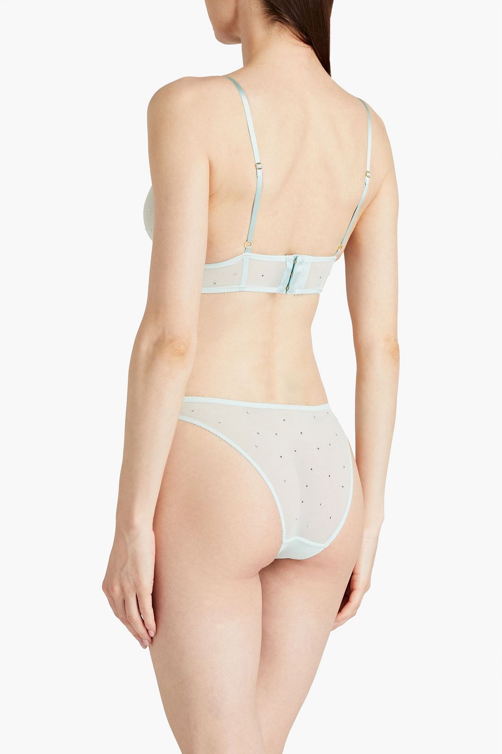 STELLA MCCARTNEY Crystal-embellished stretch-tulle mid-rise briefs