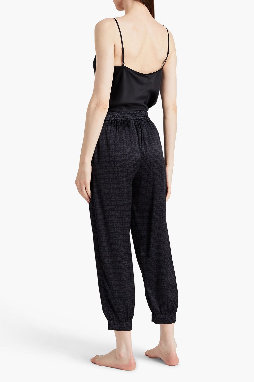 STELLA MCCARTNEY Pyjama-Hose aus Stretch-Satin mit Logoprint