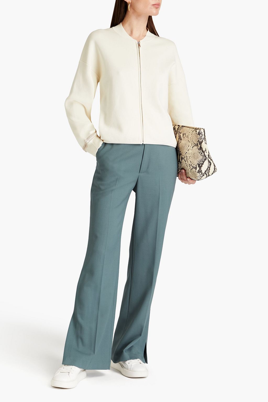 THEORY Cotton-blend zip-up sweatshirt