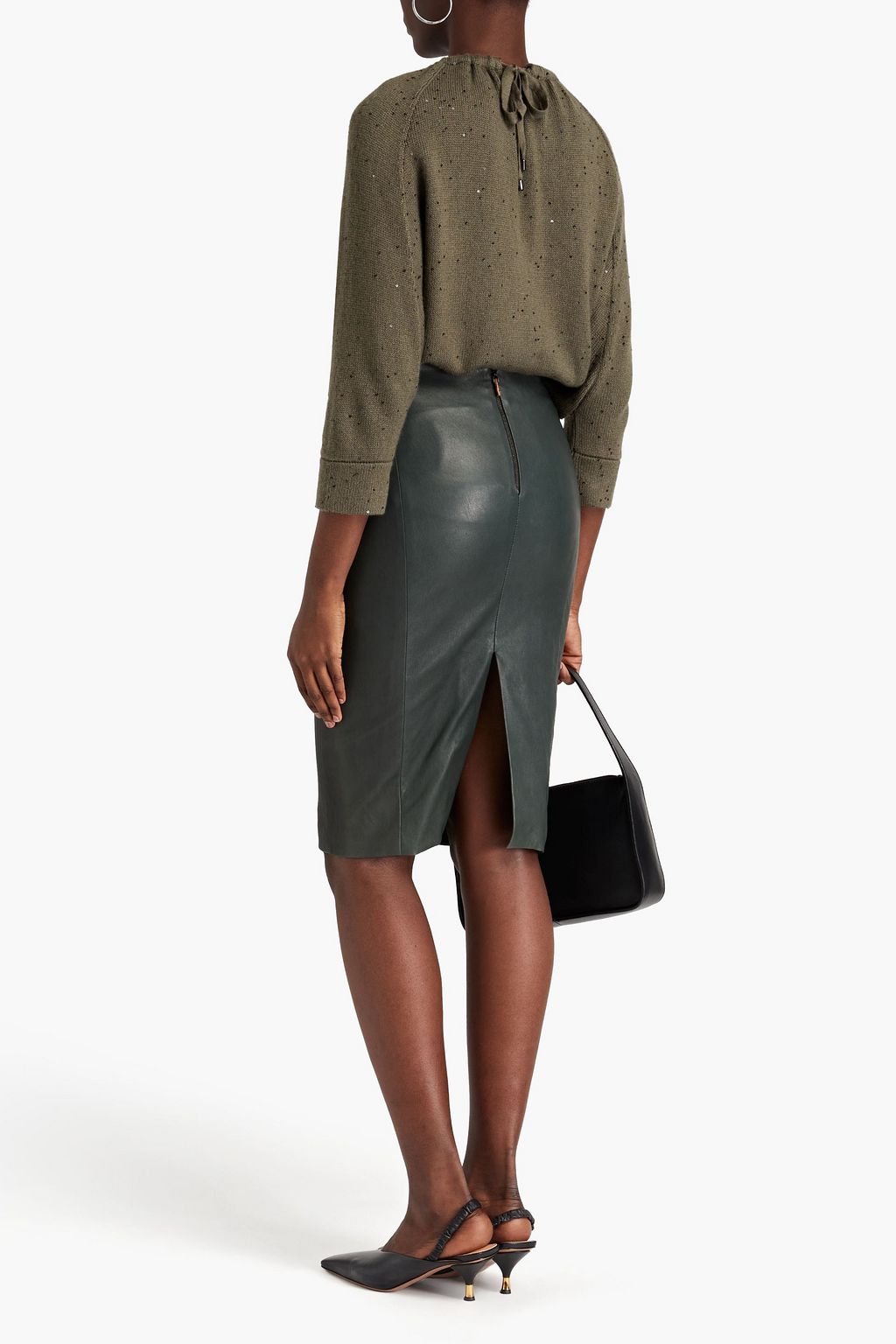 BRUNELLO CUCINELLI Embellished cutout cashmere and silk-blend sweater ...