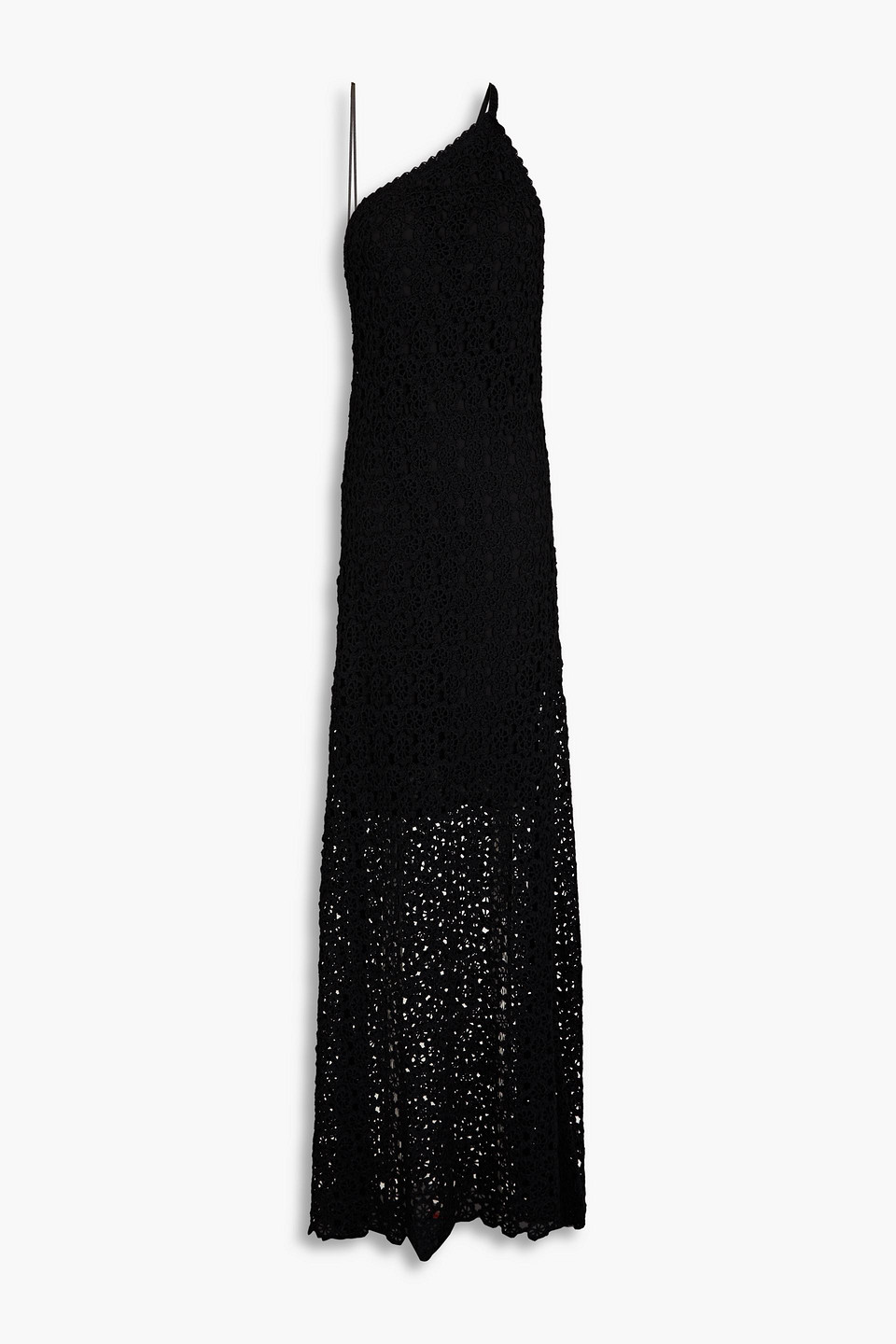 Carolina Herrera - One-shoulder crocheted silk maxi dress - Black - M