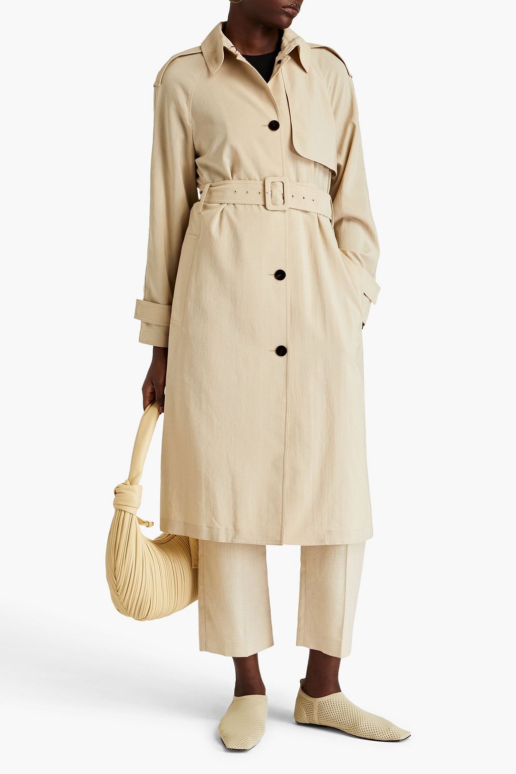 THEORY Belted crepe trench coat