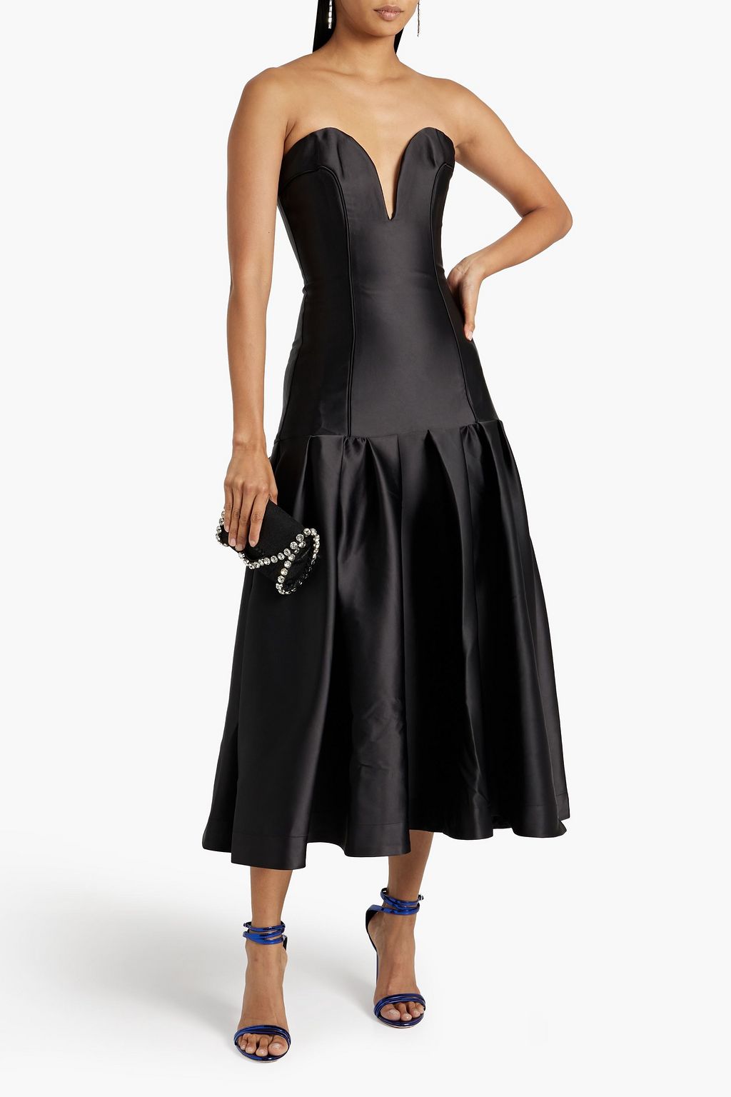 NICHOLAS Strapless fluted satin gown