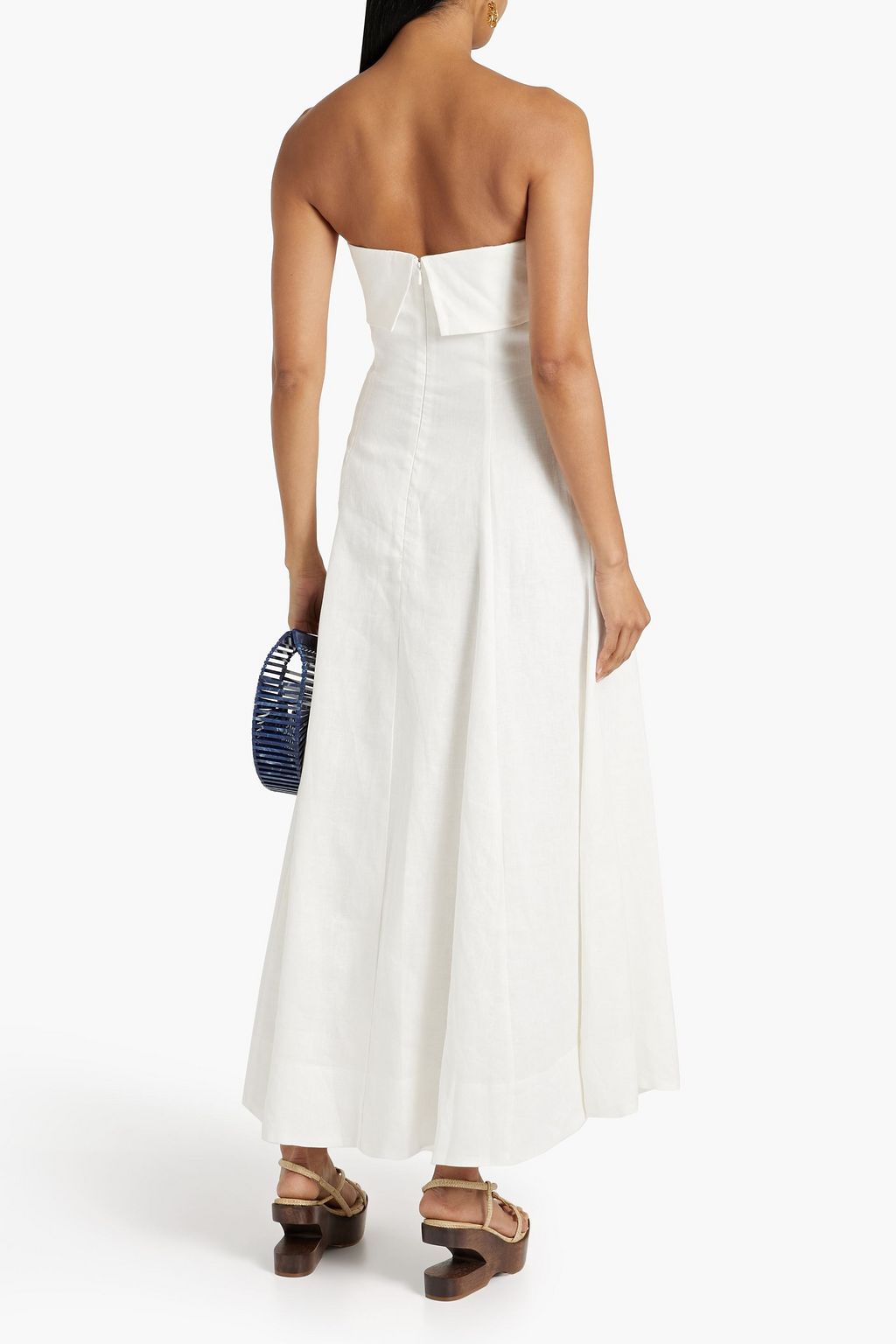 NICHOLAS Strapless linen maxi dress