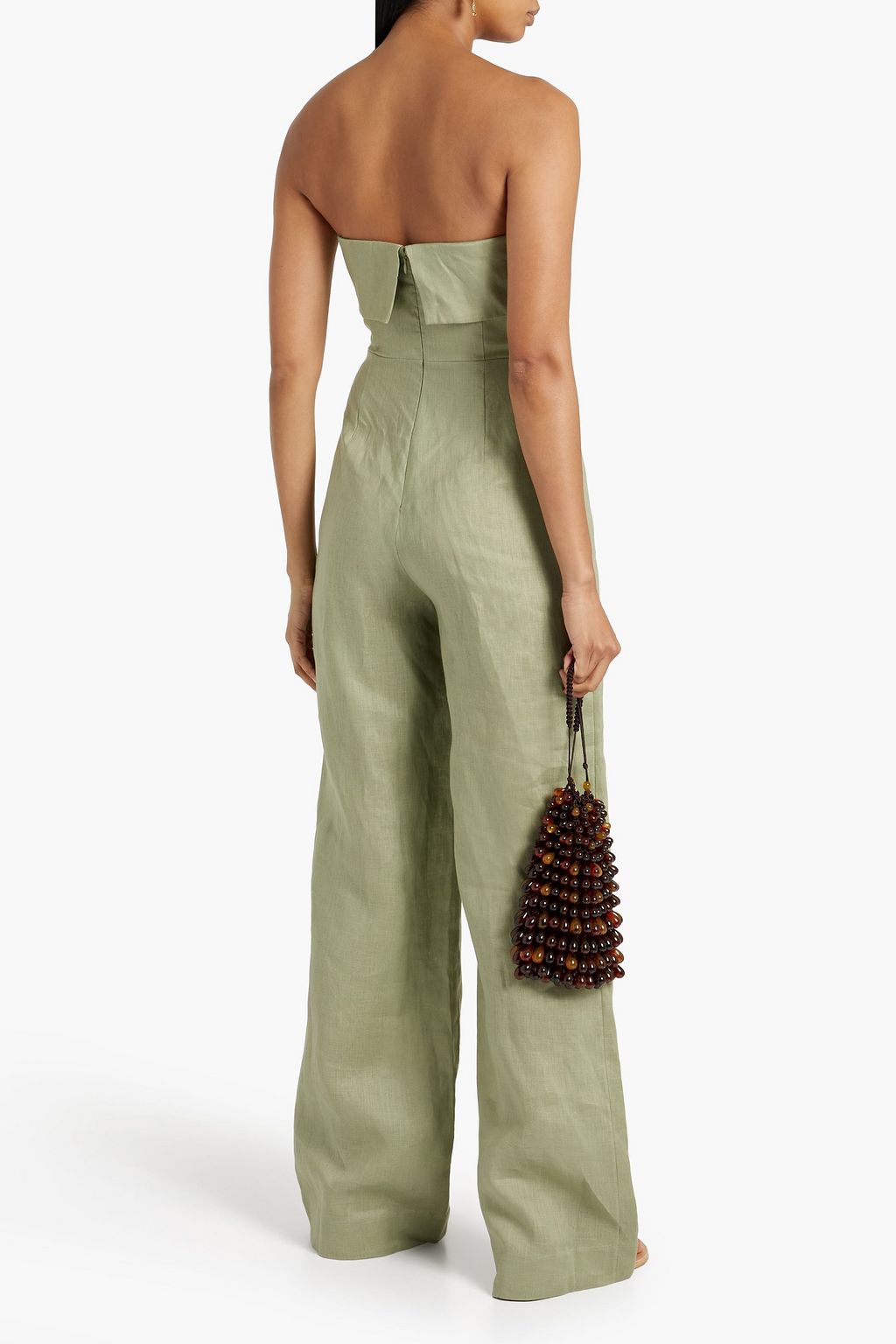 NICHOLAS Strapless linen wide-leg jumpsuit