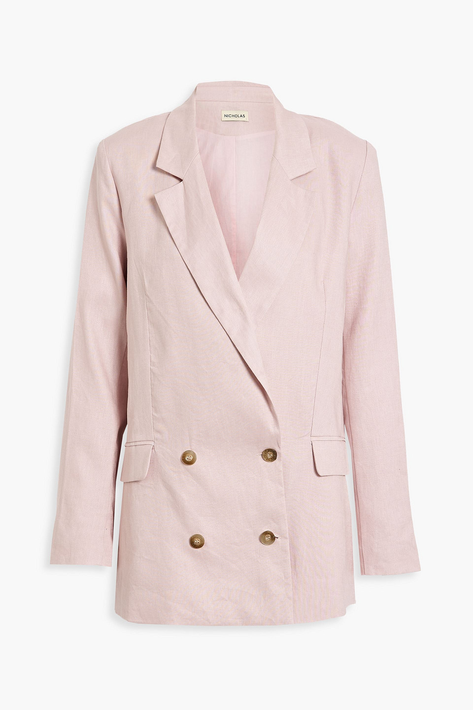 Nicholas Ayla Double-breasted Linen Blazer In Pastel Pink