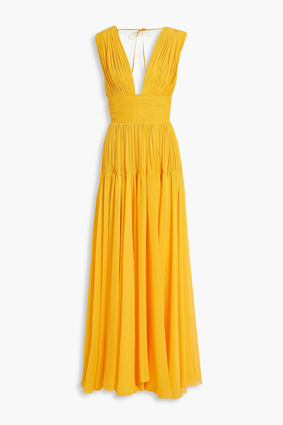 Maria Lucia Hohan Mimi Geraffte Robe Aus Georgette Mit Cut-outs In Saffron