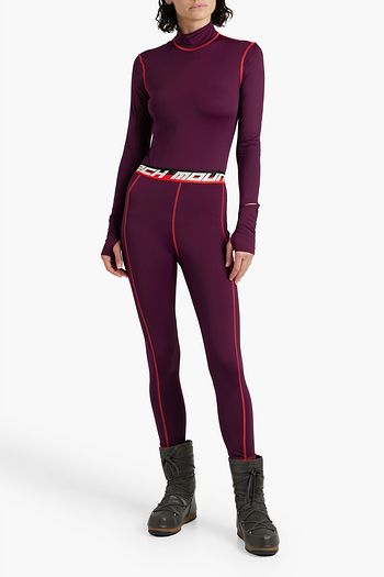 Womens Aztech Mountain orange Next To Skin Base-Layer Leggings