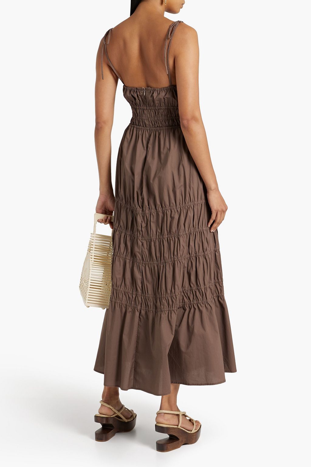 NICHOLAS Shirred ramie maxi dress