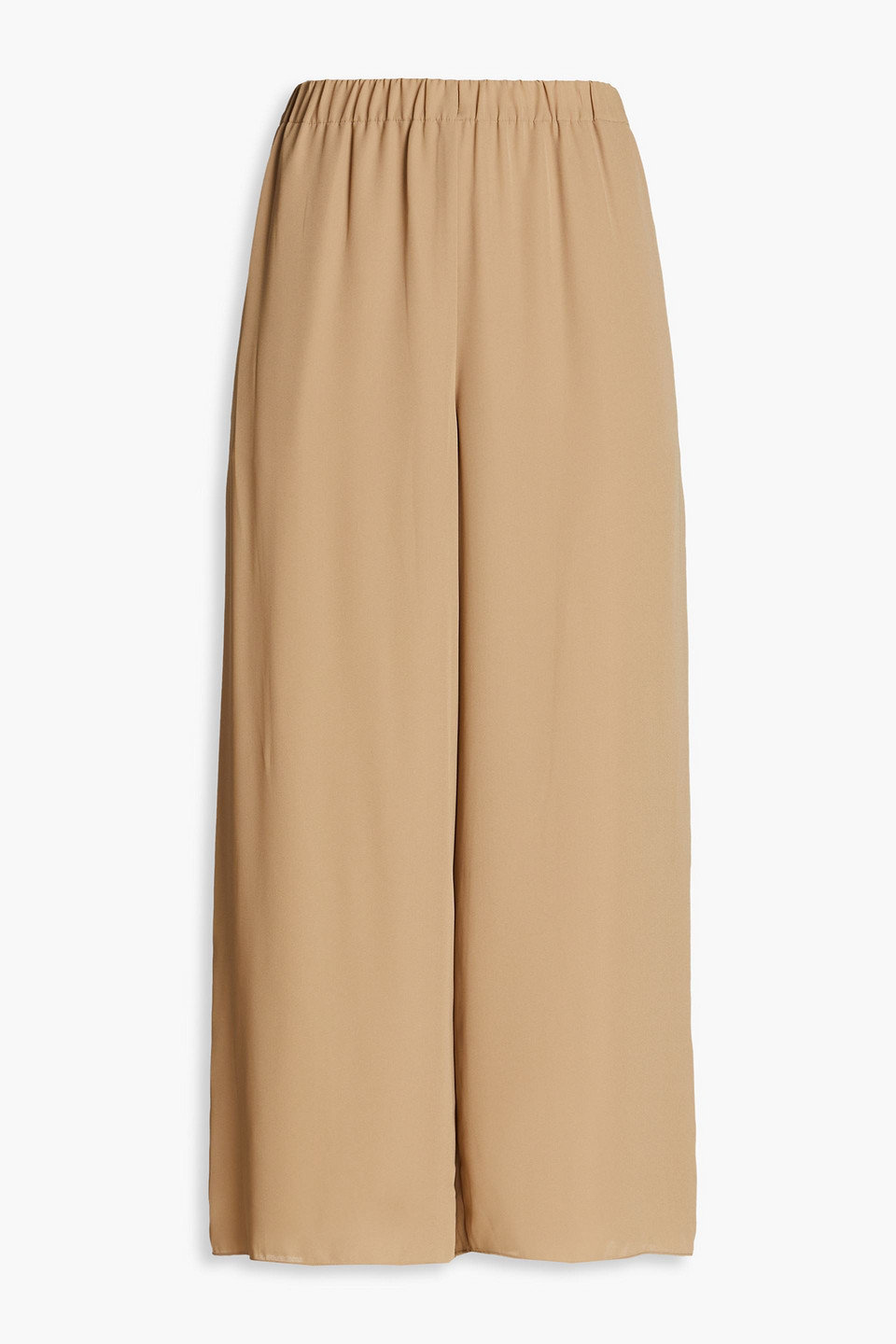 Theory Cropped Crepe Wide-leg Trousers In Brown