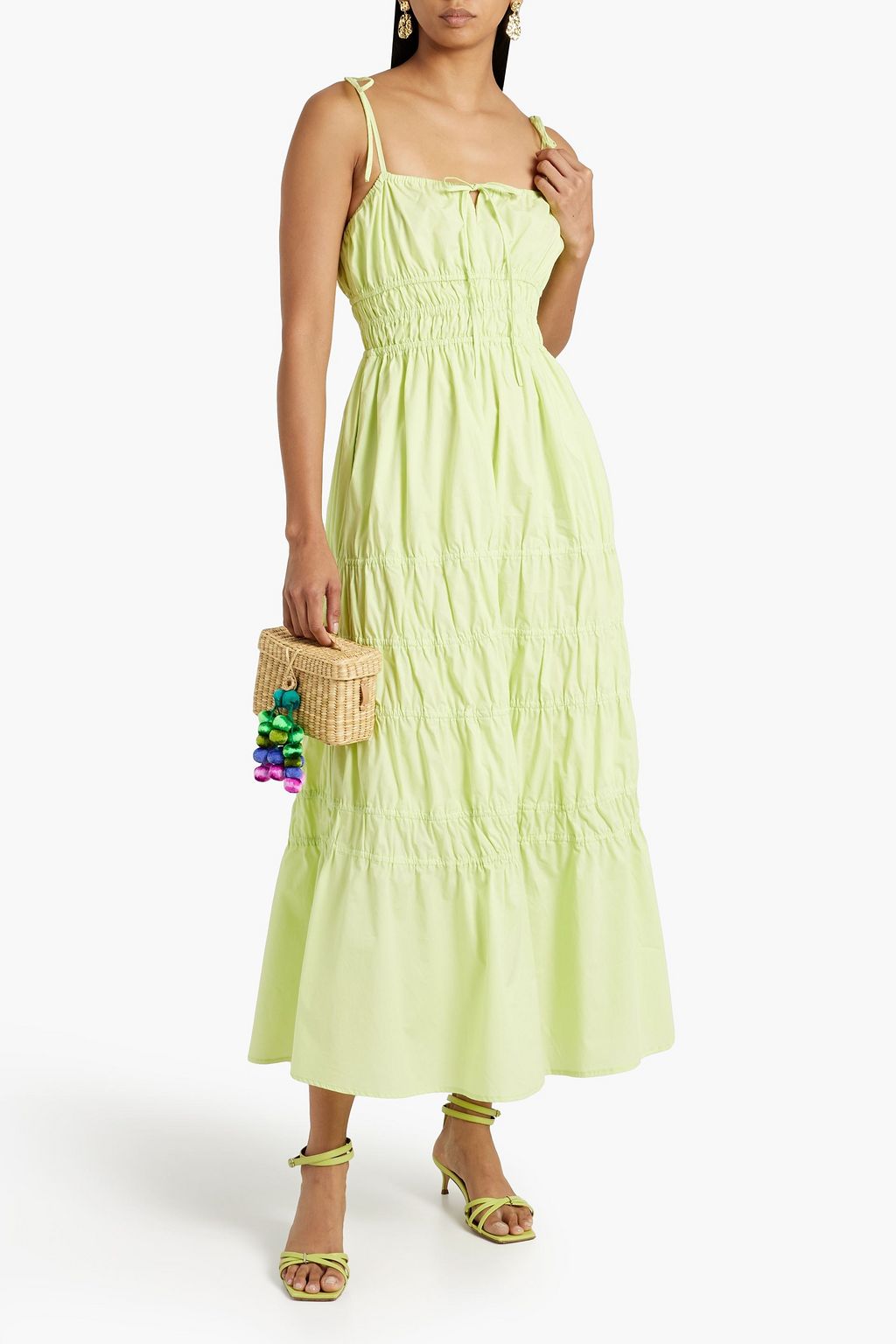 NICHOLAS Halia tiered shirred cotton-poplin maxi dress | THE OUTNET