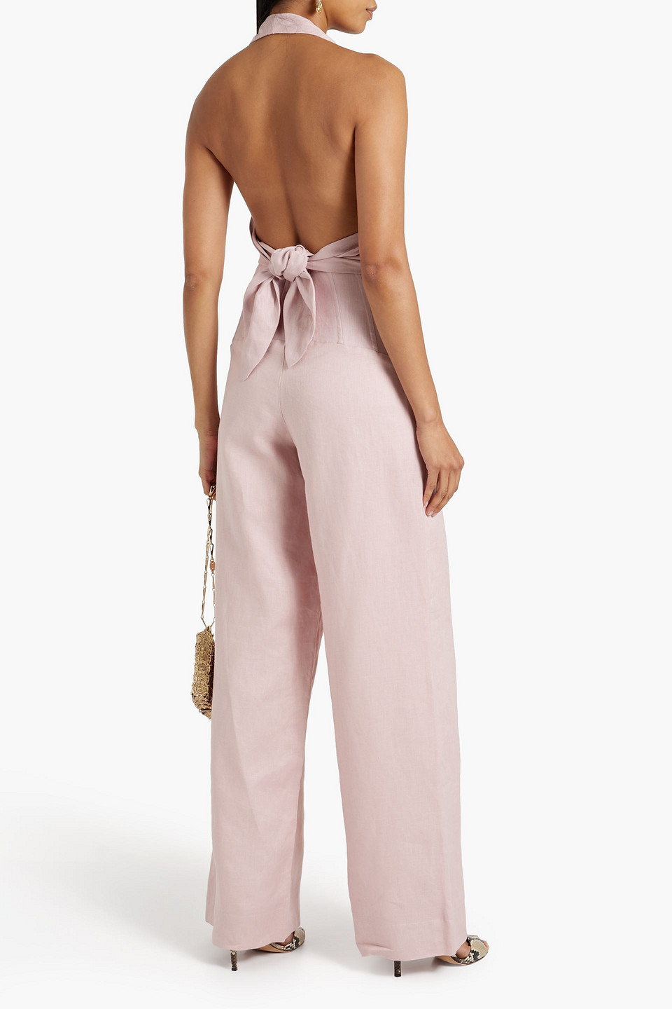 Shop Nicholas Auriel Cotton-voile Wide-leg Pants In Pastel Pink