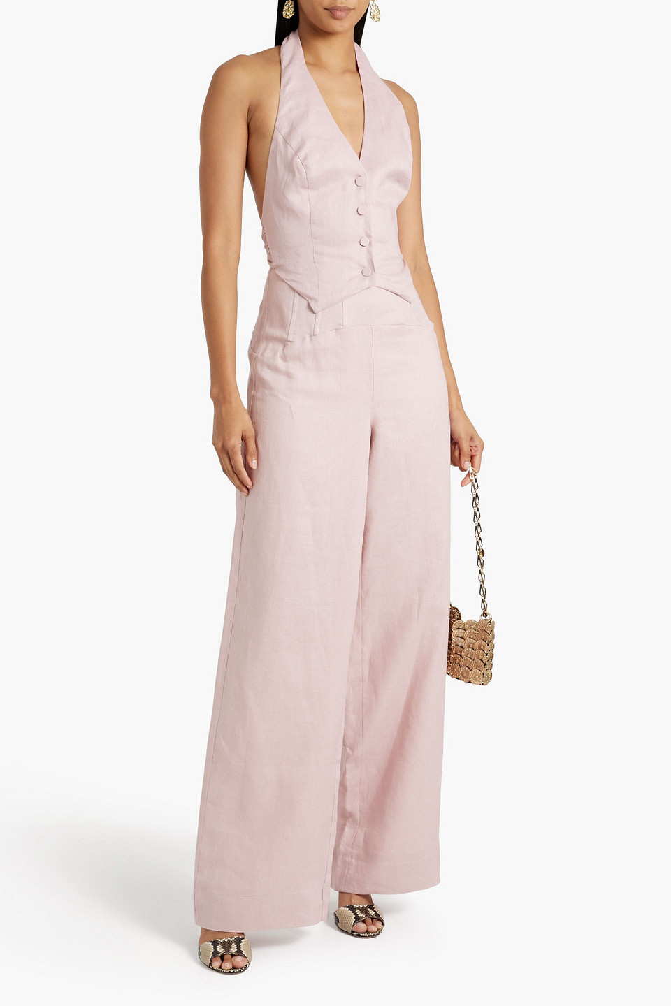 Shop Nicholas Auriel Cotton-voile Wide-leg Pants In Pastel Pink