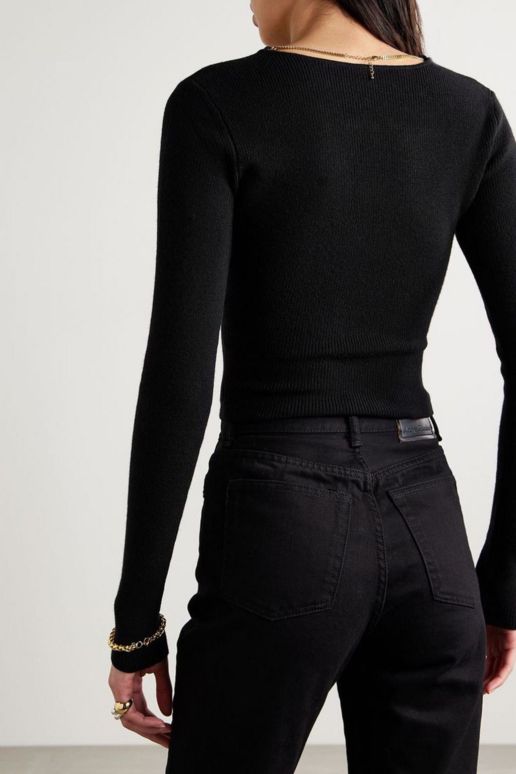 ALEXANDER WANG Chain-embellished cropped wool-blend sweater