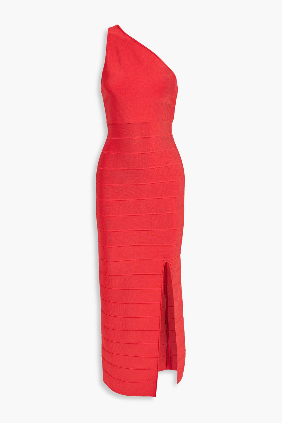 Herve Leger Maxikleid Aus Bandage Mit Asymmetrischer Schulterpartie In Tomato Red