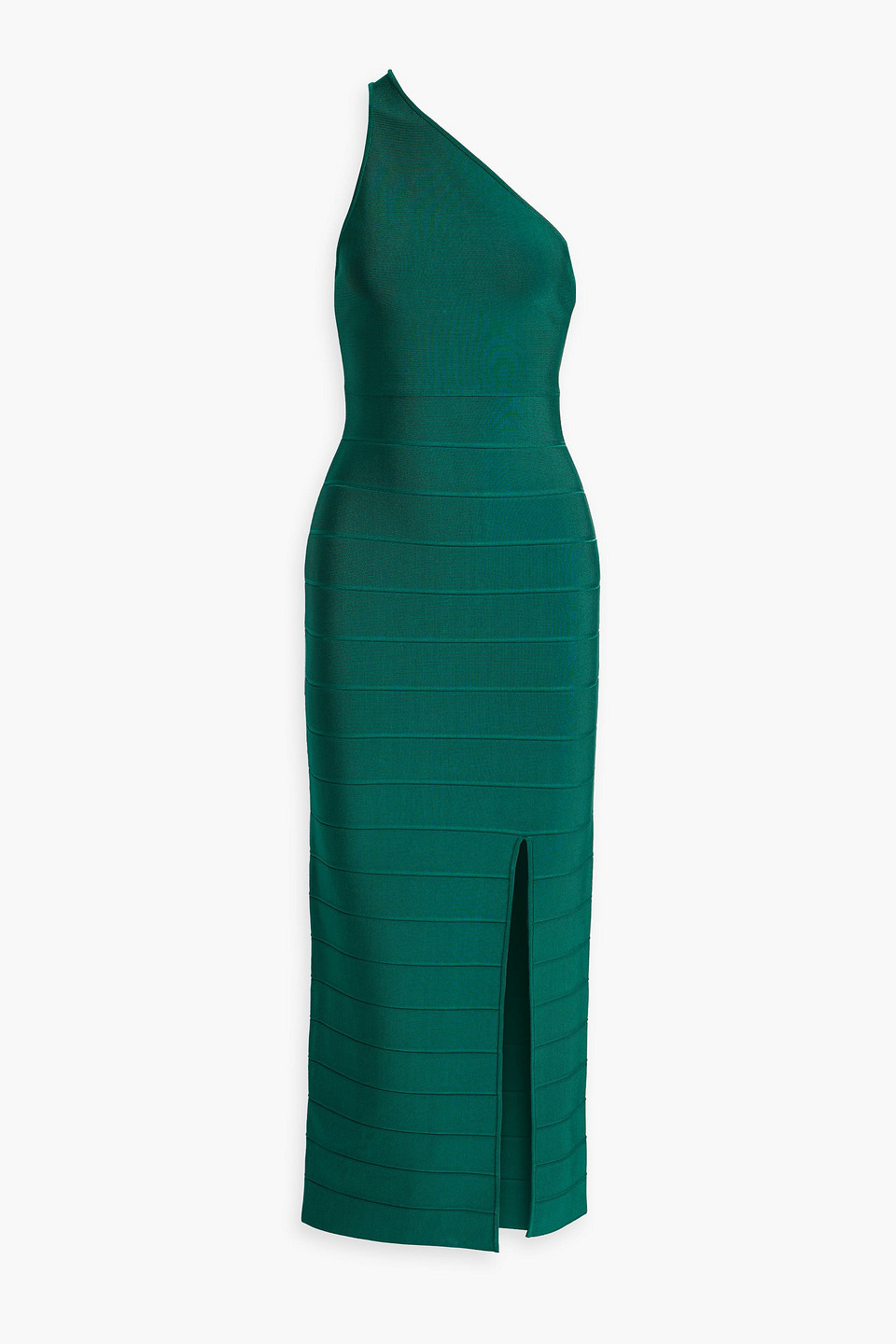 Herve Leger Maxikleid Aus Bandage Mit Asymmetrischer Schulterpartie In Emerald